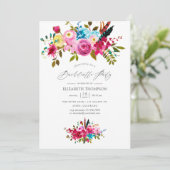 Roze Boho Chic Bloemen Bachelorette Party Kaart (Staand voorkant)