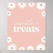 Roze Boho Daisy Birthday Party Sweets and Trees Poster (Voorkant)