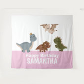 Roze Boho Dinosaur achtergrond Wandkleed (Voorkant (horizontaal))