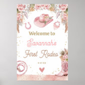 Roze Boho Eerste Rodeo 1e Verjaardag 20x30 Welkom Poster (Voorkant)