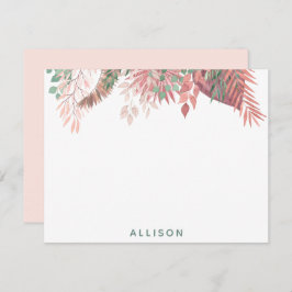 Roze Boho Floral - Aangepaste platte Kaart Notitiekaartje