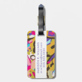 Roze Boho Floral I Bagagelabel (Achterkant verticaal)