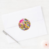 Roze Boho Floral I Ronde Sticker (Envelop)