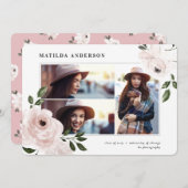 Roze boho floral multi-photoafstuderen aankondiging (Voorkant / Achterkant)
