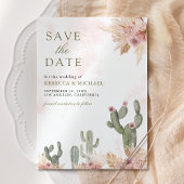 Roze Boho Floral Pampas Cactus Fotobruiloft Save The Date