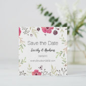 Roze Boho Floral Save the Date (Staand voorkant)