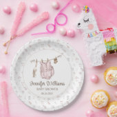 Roze boho girl kleding baby shower papier bord (Feest)