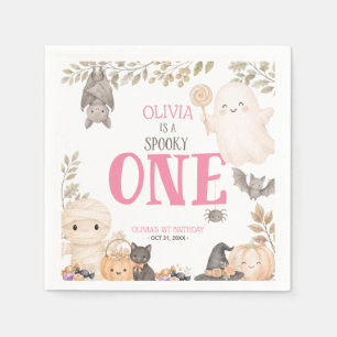 Roze Boho Griezelen Eén 1e Verjaardag Schattig Spo Servet