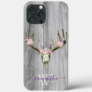 Roze Boho Herten Schedel Bloem Initialen Chic Hoes