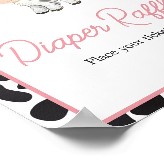 Roze Boho Highland Koe Luier Raffle Poster (Hoek)