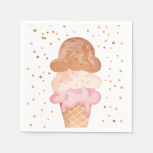 Roze Boho Ice Cream Cone Confetti Paper Napkins Servet