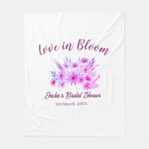 roze boho liefde in bloei bruiloft naam retro fleece deken