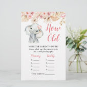 Roze Boho Olifant Baby shower Hoe oud Ouders (Staand voorkant)
