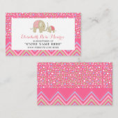 Roze Boho Olifant & Chevron Baby Gift Registry Informatiekaartje (Voorkant / Achterkant)
