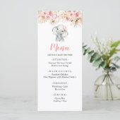 Roze Boho Olifant Meisje Baby shower Menu (Staand voorkant)