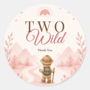 Roze Boho Ontdekkingsreiziger Kinderverjaardag Ronde Sticker