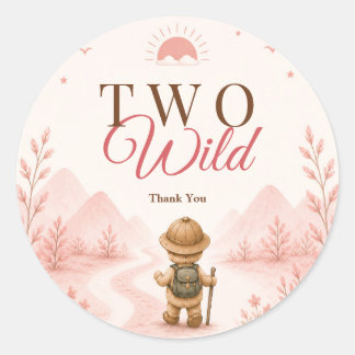 Roze Boho Ontdekkingsreiziger Kinderverjaardag Ronde Sticker