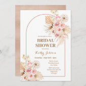Roze Boho Pampas Grass Bridal Shower Kaart (Voorkant / Achterkant)