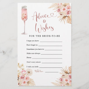 Roze Boho Petals en Prosecco Advies & Wensen Kaart