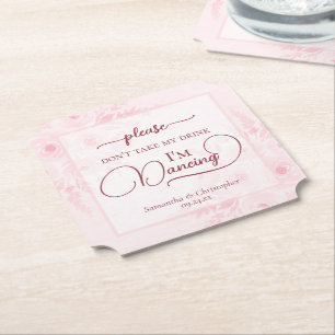 Roze Boho Pioenrozen Niet Mijn Drankje Weg Trouwfe Kartonnen Onderzetters