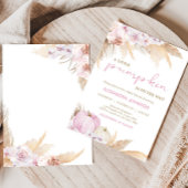 Roze Boho pompoen Baby shower Kaart