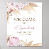 Roze Boho Pompoen Baby shower Welkom Poster (Voorkant)
