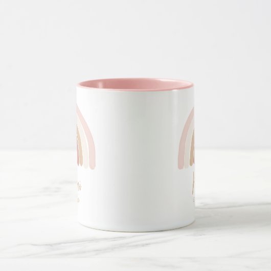 Roze Boho Rainbow Mimi Vastgestelde Moederdag Mok (Midden)