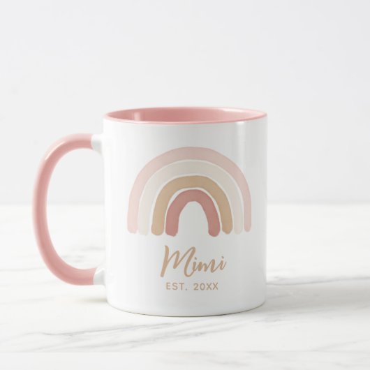 Roze Boho Rainbow Mimi Vastgestelde Moederdag Mok (Links)