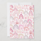 Roze Boho Rainbow Pattern First Birthday Kaart (Achterkant)