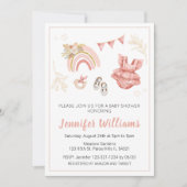 Roze boho regenboogmeisje uitnodiging tot douche (Voorkant)