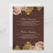 Roze Boho Roos islamitisch motief hout moslim brui Kaart (Achterkant)