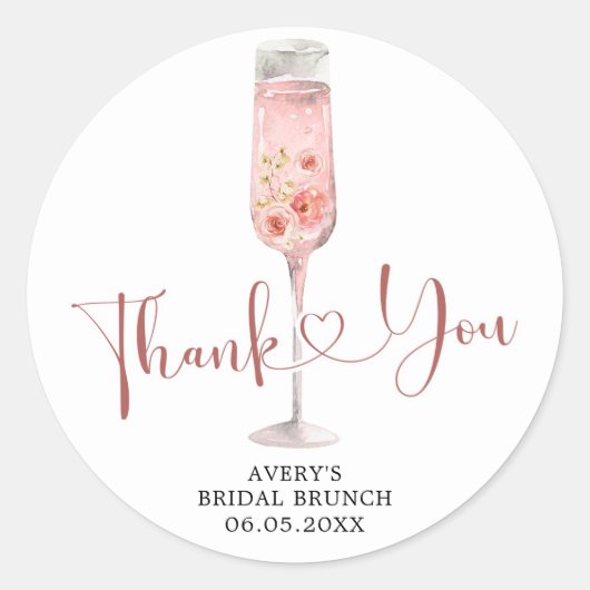 Roze Boho Roos Soiree Bedankt Sticker (Voorkant)