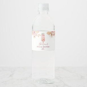Roze Boho Roos Soiree Bruidsfeest Waterfles Etiket
