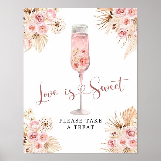 Roze Boho Roos Soiree Liefde is Lief Teken Poster (Voorkant)