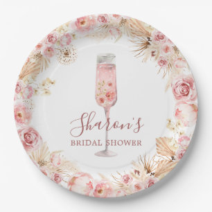 Roze Boho Roos Soiree Vrijgezellenfeest Papier Bor Papieren Bordje