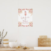 Roze Boho Roos Soiree Welkomstbord Poster (Keuken)