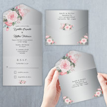 Roze Boho Rozen en Metallic Silver Wedding