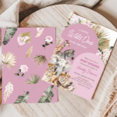 Roze Boho Safari Baby shower Kaart