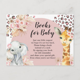 Roze Boho Safari Feest Dieren Meisje Boeken voor B Uitnodiging Briefkaart