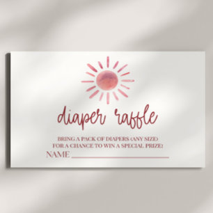 Roze Boho Sunshine Baby shower Luier Raffle Informatiekaartje