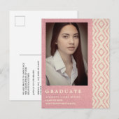 Roze Boho Textile Textile Photo Unisex Afstuderen Aankondigingskaart (Voorkant / Achterkant)