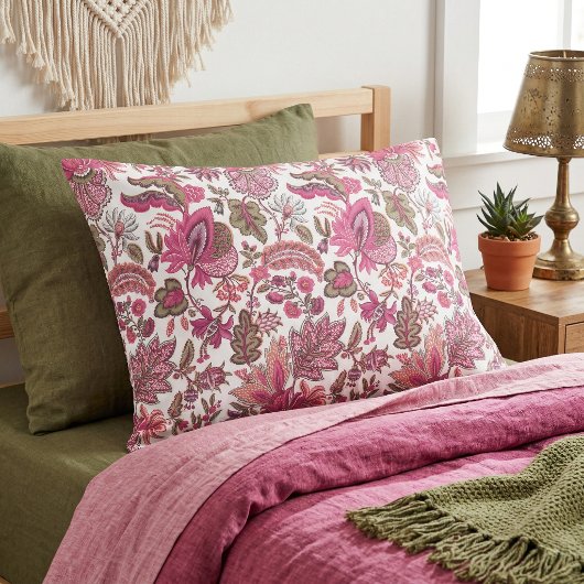 Roze Boho Vintage Bloemendruk Kussensloop
