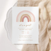 Roze Boho Waterverf Rainbow Girl Baby shower Kaart