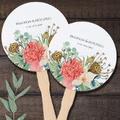 Roze Boho Wildflower Watercolor Boeket Bruiloft Handwaaier