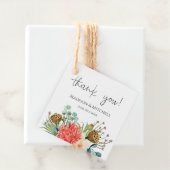 Roze Boho Wildflower Waterverf Boeket Bruiloft Bedankjes Labels (In situ)