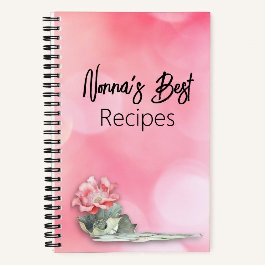 Roze Bokeh Floral Notitieboek met gepersonaliseerd (Voorkant)