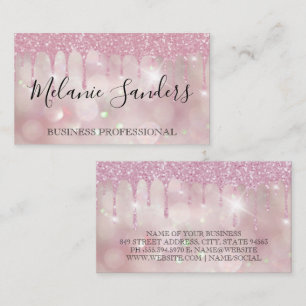 Roze Bokeh Glitter Drip Fonkelende Schittering Visitekaartje