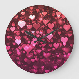 Roze Bokeh Hearts Digital Background Wallpaper Grote Klok
