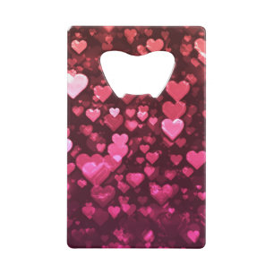 Roze Bokeh Hearts Digital Background Wallpaper Kredietkaart Flessenopener