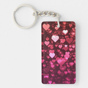 Roze Bokeh Hearts Digital Background Wallpaper Sleutelhanger